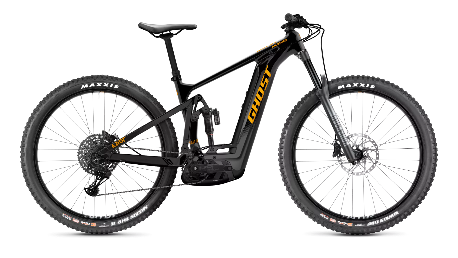 Ghost E-Riot AM CF Advanced 750Wh | black/dirty orange - glossy/matt
